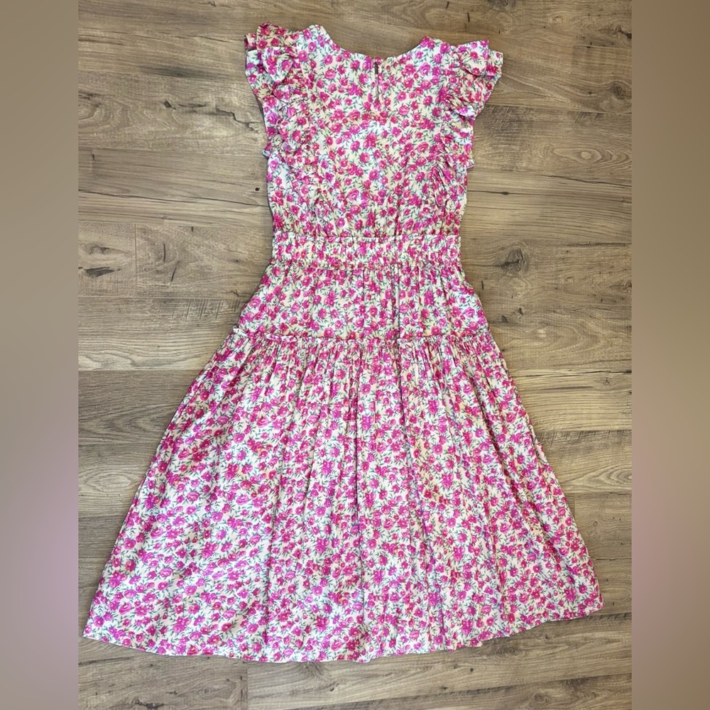 Moon River Ruffle Floral Midi Dress – Pink (Size Large) - Picture 5 of 8
